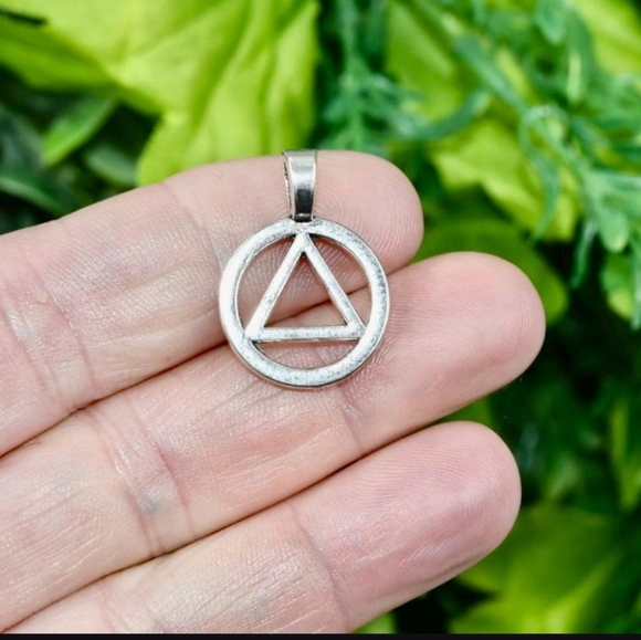 10 for $10 AA Antique Silver Recovery Symbol Charms with Hangers - Picture 3 of 6